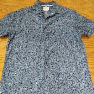 American Heritage Men's Blue Floral Print Shirt Large  Slim Fit 100% Cotton